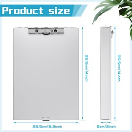 Seajan Aluminum Clipboard with Storage Metal Clip Board Folder Letter Size Form Holder Portfolio Clipboard Binder Clip Posse Box for Nurse Police Office Stationery Items 14 x 9.2 x 2 Inches (1 Pcs)