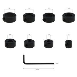 2 Sets Drill Bit Depth Stop Ring Kit Includes: 1/8", 3/16", 1/4", 5/16", 3/8", 7/16", 1/2" and 5/8" Sizes with Hex Key