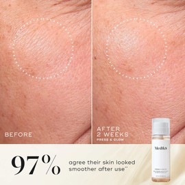Brighten Up Duo Press and Glow, tónico exfoliante limpiador suave con péptidos líquidos, suero suavizante y reafirmante con múltiples péptidos, 2 unidades