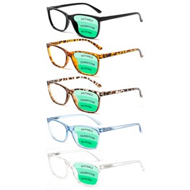 SIGVAN 5 Pack Progressive Multifocal Reading Glasses Blue Light Blocking Spring Hinge Fashion Eyeglasses for Women (multicolour 3, 2.25, x)