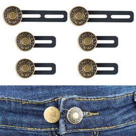 LLMSIX 6PCS Extender Button for Jeans Pants, Waist Extenders for Pants for Women No Sew Metal Adjustment Pants Waist Extension for Trousers Collars, Cuffs, Men and Women(2 Sizes)