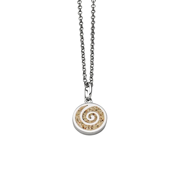 DUR Sandspiral collection, pendant, chain, leather cord and stud earrings
