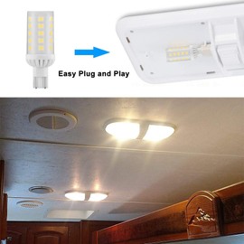 Makergroup T5 T10 Wedge Base 921 912 12V LED Light Bulbs, 4W T10 LED Bulbs, Warm White 2700-3000K for RV Camper Travel Tailer Boat Marine Lights and Outdoor Landscape Deck Stair Step Path Lights 2pcs