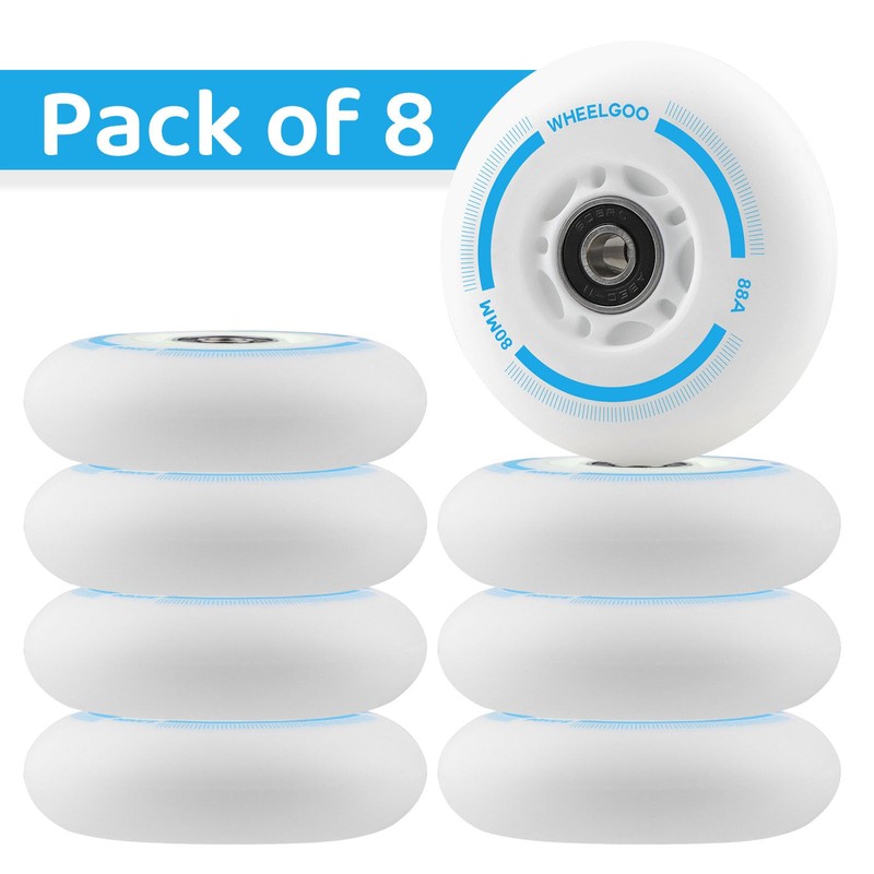 WHEELGOO 8-Pack LED Light Up Inline Skate Wheels for Kids