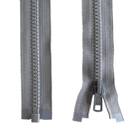 IPEA Zip Length 80 cm - Colour Grey - Pack of 2 - Chain Size #5 - Separable Zips for Furnishings, Sewing - Zip - Width 30 mm