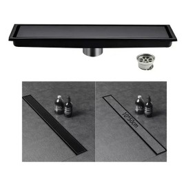Coladera Invisible de Acero Inoxidable para Piso, Negra con Rejilla y Protección Anti Olor