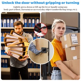 ANNFUZ Entry One-Touch Push Button Locking Door Handle Lock with Keys,Non-Handed Opening,Entrance Reversible Left Right Lever for Interior/Exterior Front Door, ADA-Compliant Knob,for Office,Bathroom