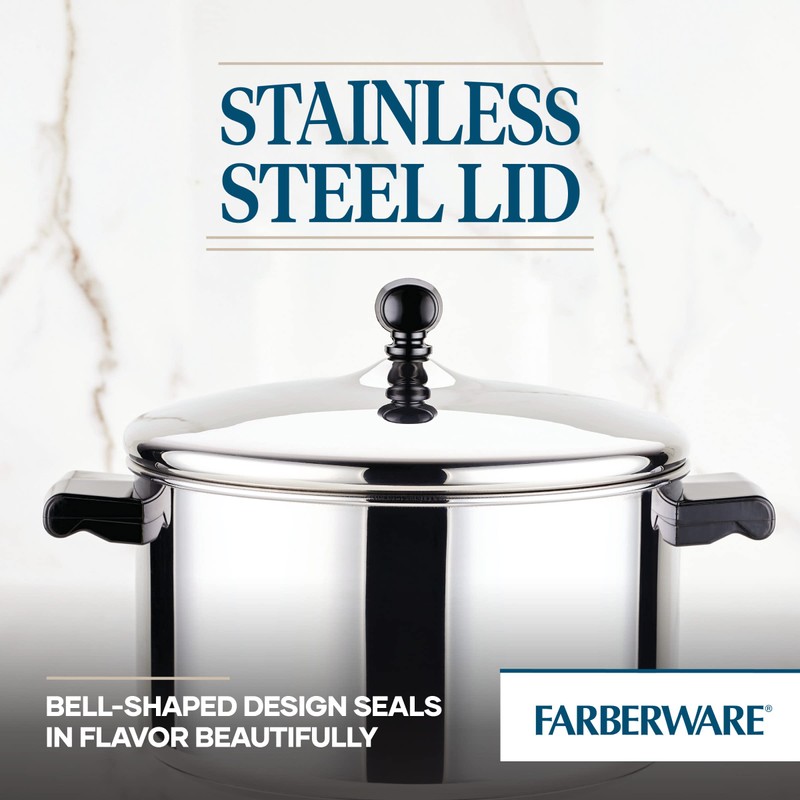 Farberware Classic Stainless Steel 6-Quart Stockpot with Lid, Stainless Steel