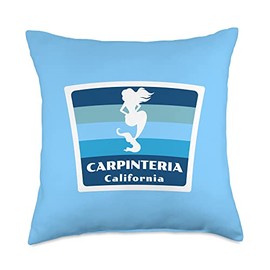 Carpinteria California Mermaid Souvenir Shop Carpinteria California CA Swimming Mermaid Vacation Souvenir Throw Pillow, 18x18, Multicolor