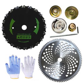 Upgrade 9" x 20T Chainsaw Tooth Brush Cutter Blade & 10" x 80T Carbide Tip Brush Cutter Blade with The Universal Adapter Kit for Cutter, Trimmer, Weed Eater(2-Set)