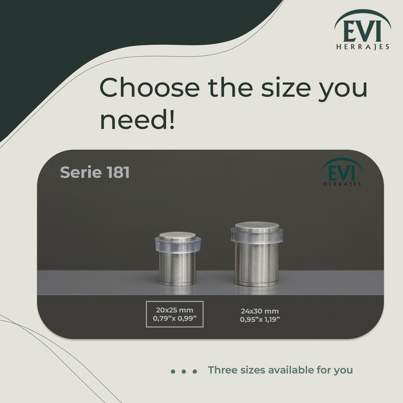 EVI Herrajes | Pack 2 Doorstops | 20x25mm | Threaded