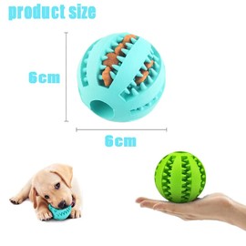 OUOQI Hundespielzeug Ball,2er Pack Kauspielzeug aus Naturkautschuk,Hundeball mit Zahnpflege-Funktion,Naturgummi Hund Feeder Ball,Bissfestes Hundespielzeug,Für kleine Hunde (6cm)