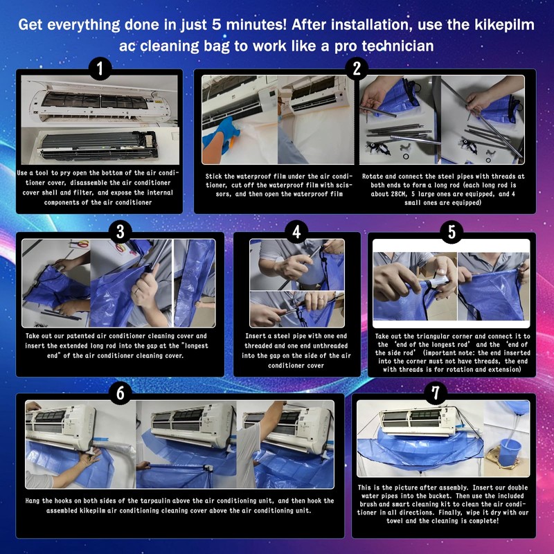 kikepilm Mini Split Cleaning Bag Kit with Double Hose Drain,