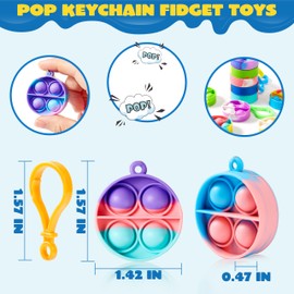 JOYIN Round Pop Fidget Keychain 30 Pack Pop Fidget Toys Bulk Party Favors for Kids 4-8,8-12 Years, Goodie Bags Stuffers Back to School Gifts for Students Classroom Prizes Birthday Sensory Toys