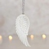 Stunning White Resin Glitter Angel Wing Hanging Decoration - 7.5cm