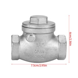 Oumefar 1pc 3/4" Check Valve Stainless Steel Swing Non Return Valves Female Thread Horizontal Valve Prevent Water Backflow