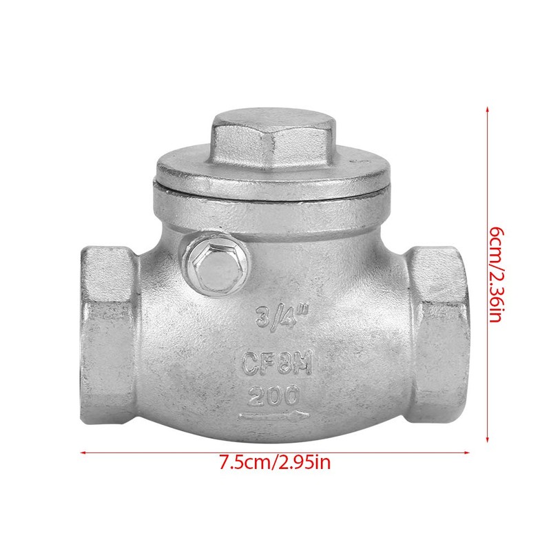 Oumefar 1pc 3/4" Check Valve Stainless Steel Swing Non Return