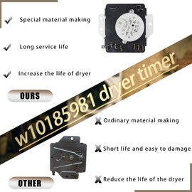 2025 Upgrade W10185981 Dryer Timer Replace WPW10185981 AP6016540 Timer Compatible with Whirlpool Maytag Kenmore Crosley Amana WGD4815EW2 MGDC215EW2 WGD4950HW0 WGD4815WE3 Dryer Part 2-Year Qa