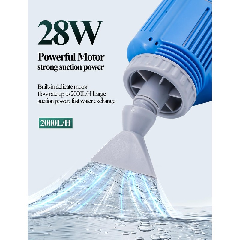 UPETTOOLS Aquarium Gravel Cleaner - Electric Automatic Removable Vacuum Water