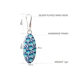 Handmade Long Thin Flower Oval Dangle Earrings Jewellery for Women (Blue Dark)