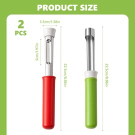2PCS 2-in-1 Stainless Steel Apple Corer and Peeler,Easy Peelers,Fruit Corer & Peeler,Fruit Fetch Nuclear Kitchen Tool(Red and Green
