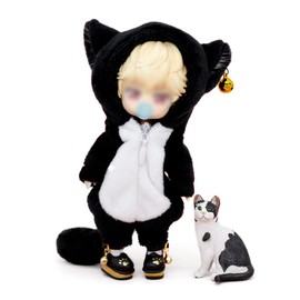 Highawk Obitsu 11 OB11 Size Costume, 11 Clothes, Animal, Animal, GSC, Home Wear, Doll Clothing, 1/12bjd Doll Clothing, Fluffy, 4.3 inches (11 cm) Doll (Black Cat)
