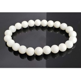 chengmu 8mm White Shell Stretch Bracelet Round Stone Beads Semi Gemstone for Crystal Elastic Bracelet 7.5"