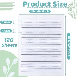 Yeaqee 120 Sheets Raised Ruled Paper Portrait Handwriting Paper Kindergarten for Kids Teachers Sensory with Line, 8.3 x 11.2 Inch White