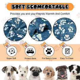 1 Pack 3 Premium Fleece Blankets for Large and Medium Dogs - Super Soft Fluffy Pet Throw for Puppies and Cats, Navy Blue Paw Blanket (41x31 Inch)