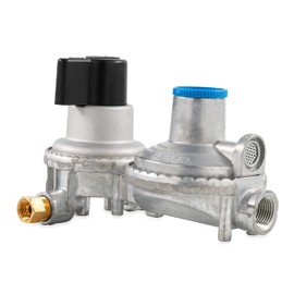 Camco Propane Double-Stage Auto-Changeover Regulator | Features Auto Switch Over from Empty to Full Propane Tank | Ideal for Refilling Propane Supplies for RVing, Camping, Grilling, and More (59005)