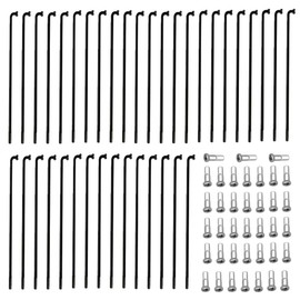 sinzau Bicycle Spokes, Pack of 38 Mountain Bike Spoke with Spoke Nipples, 258-283 mm (Black, 272 mm)