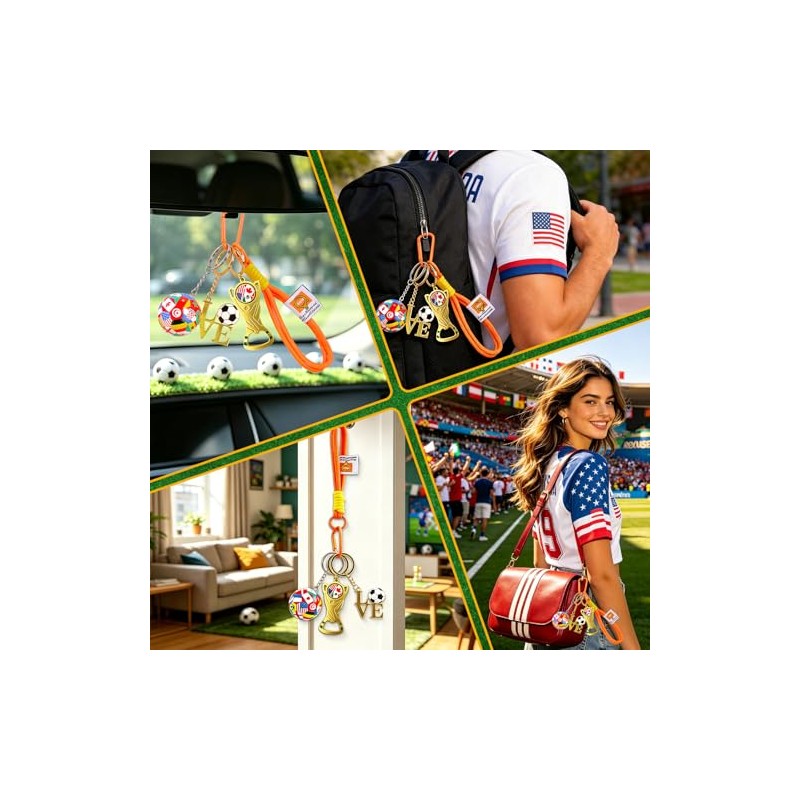Soccer Fan Keychain Set - 4PCS Global Ball Ornaments