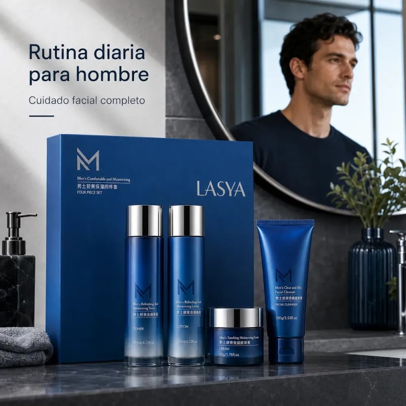 Kit Skincare Hombre Limpieza Y Hidratación Facial, Anti Edad