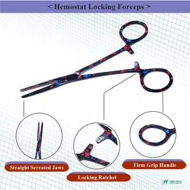 Dog/Cat Pet Ear Hair Puller 5.5" Hemostat Forceps Serrated STR Jaws Ear Care Forceps, Made of Stainless Steel-Helps In Cleaning Ear Nose Face Paws Hair-Multipurpose Works on All Kind of Hair, Black