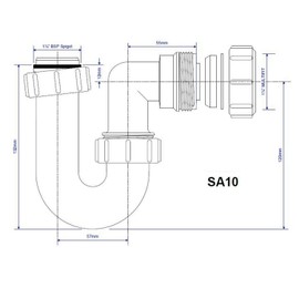 McAlpine SA10 Tubular Swivel 'P' Trap with Multifit Outlet, White