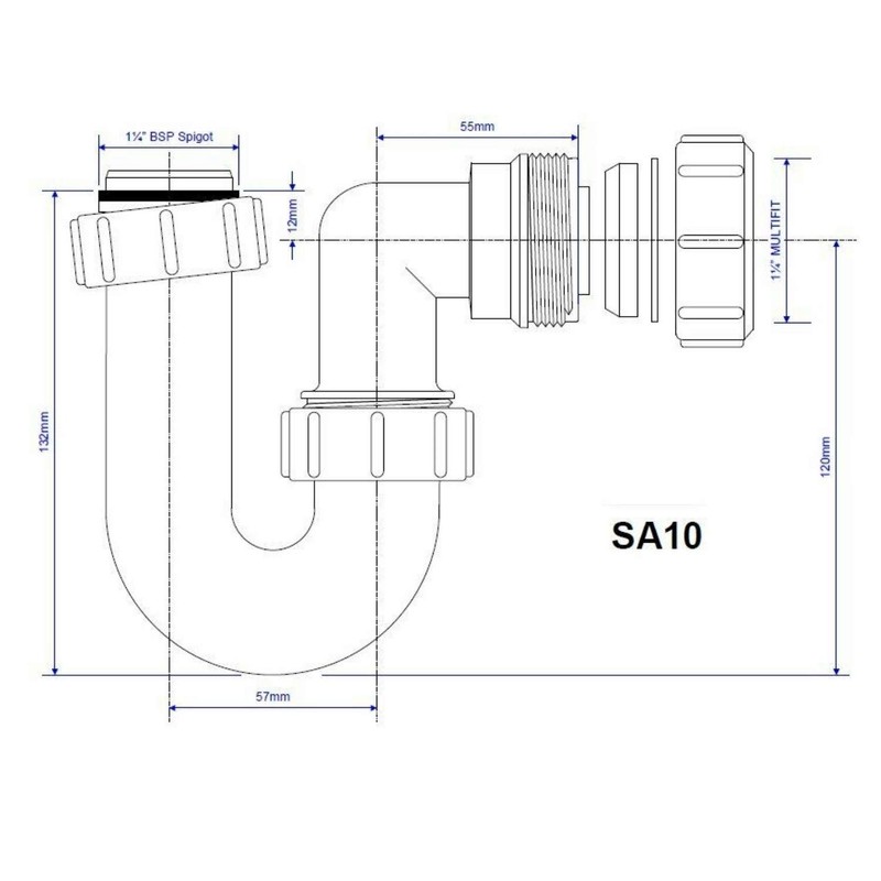McAlpine SA10 Tubular Swivel 'P' Trap with Multifit Outlet, White