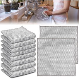 TRUSBEE Wire Dishwashing Rag for Wet and Dry,10 Pack Non-Scratch Wire Dishcloth,Multipurpose Cleaning Pads,Wire Miracle Cleaning Cloths,Mesh Cleaning Cloth for Metal Pot Kitchen Dishes