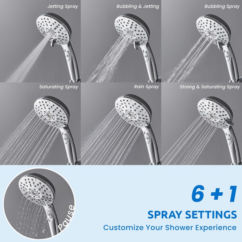 Ryamen 8" Dual Shower Head Combo, High Pressure Rainfall Shower