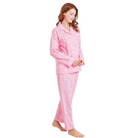 Women’s 100% Cotton Pajamas, Long Sleeve Woven Pj Set Sleepwear from Tony & Candice (S=US (4-6), Pink Pattern)