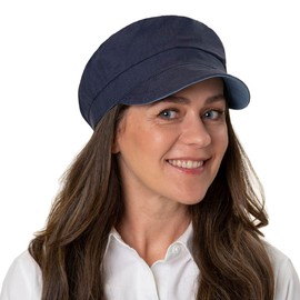 Lipodo Linen Reversible Cap - Two-Tone Hat - Plain Baker Boy Hat - Summer Cap Made of 100% Cotton - Women - Spring/Summer, blue, M