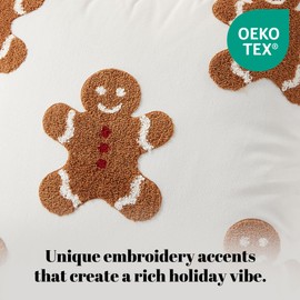 Sonvie Christmas Cushion Covers Set Of 2 with Gingerbread Decor for Christmas, Soft Decorative Square Throw Pillow Cover 45x45cm (18x18 in), Pillows Cases for Bedroom Sofa Couch Decorations