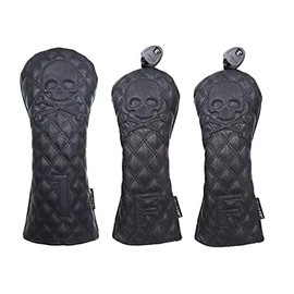 Golf Headcover, Driver Cover, For Wood, FW Cover, Utility UT Cover, Skull Diamond, Conversion Doug Included (Black Diamond, Single Item)
