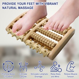 SENLINLIN Foot Massager Tools Set with Wooden Foot Massager Roller, Acupressure Reflexology Foot Massage Socks and 2 Trigger Point Tool for Women and Men, Plantar Fasciitis Relief, Relaxation Gifts
