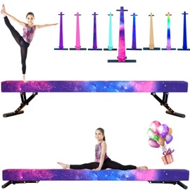 defulion 8 Ft Adjustable Gymnastic Balance Beam for Kids Children Home Practice, Gymnastics Balance Beam with Legs, High and Low Floor Gym Training Beam¡­