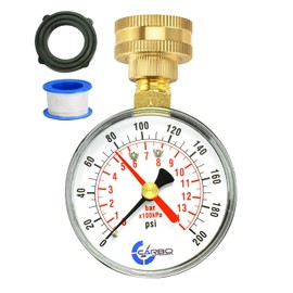 CARBO Instruments 2-1/2" Water Pressure Test Gauge, 0-200 PSI, Red Max Pointer, 3/4" Female Hose Thread, Rust-Free Corrosion-Resistant Case, Brass Connector, for Home, Garden, RV, Indoor/Outdoor