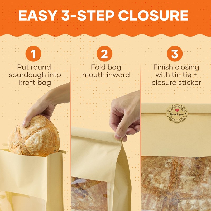 50 Pcs Peyiuio Bread Bags for Homemade Bread with Window,