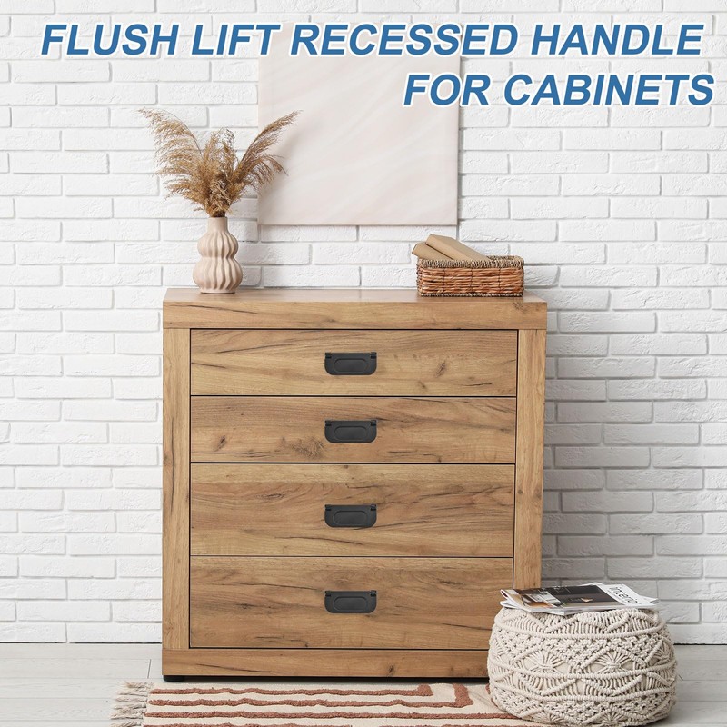 PATIKIL Recessed Pull Door Handle, 2 Pack Invisible Flush Pull