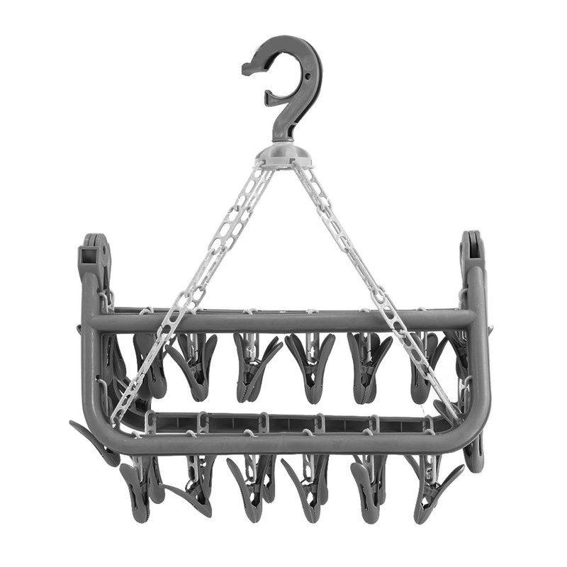 Klomveris 32‑Peg Folding Sock Drying Hanger,Rotatable Plastic Laundry Airer