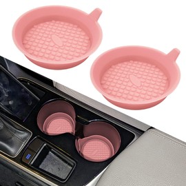 HQRNYP 2PCS Car Cup Holder Coaster, Automotive Cup Holders, Silicone Non-Slip Vehicle Cup Holder Insert Coaster, Car Accessories Waterproof Sift-Proof Spill Holders for SUV Sedan Truck (Pink)