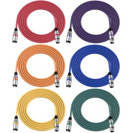 XLR Cables 10 ft, 6 Pack 3-Pin XLR Male to Female Microphone Cable, Compatible with Microphones, Mic Mixer, Speakers and More, Multi-Color 10 Feet